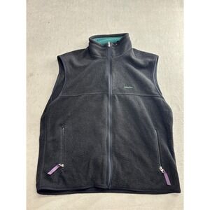 Patagonia Synchilla Fleece Vest Black Teal Zip Pockets Mens XL Made USA